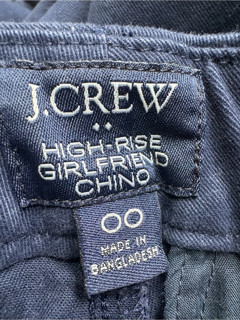 J.Crew High‑Rise Girlfriend Chino – Navy – Size 00